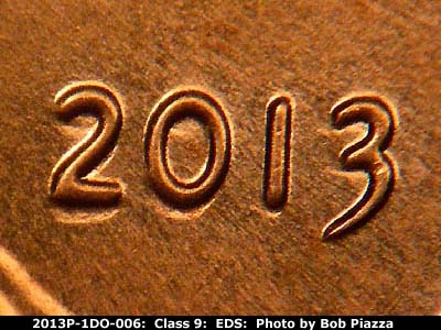 Die-stage A marker on 2013P•1DO•006 (2013 Doubled Die Obverse).