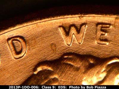 Die-stage A marker on 2013P•1DO•006 (2013 Doubled Die Obverse).