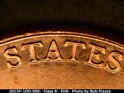 Die-stage A marker on 2013P•1DO•006 (2013 Doubled Die Obverse).