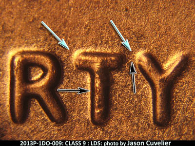 Die-stage C marker on 2013P•1DO•009 (2013 Doubled Die Obverse).
