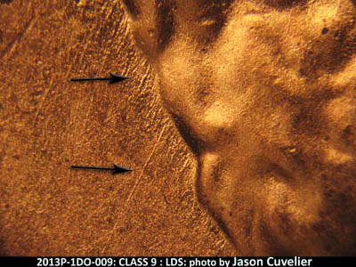 Die-stage C marker on 2013P•1DO•009 (2013 Doubled Die Obverse).