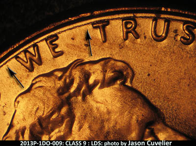 Die-stage C marker on 2013P•1DO•009 (2013 Doubled Die Obverse).