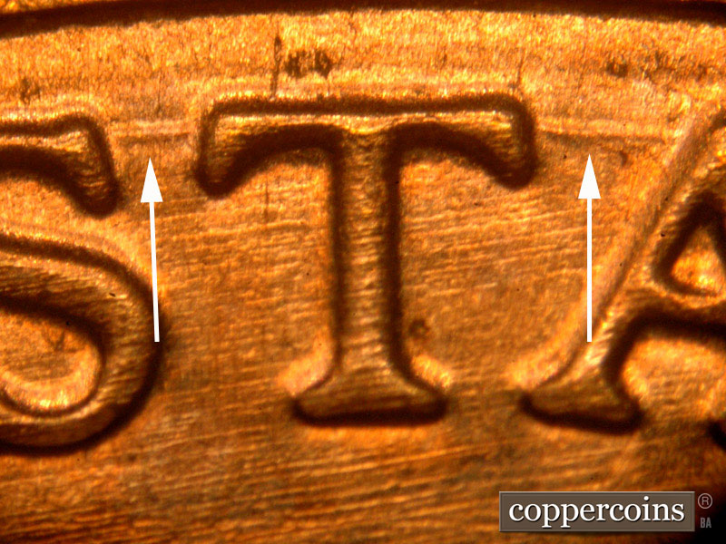 Die-stage B marker on 2014P•1DO•002 (2014 Doubled Die Obverse).