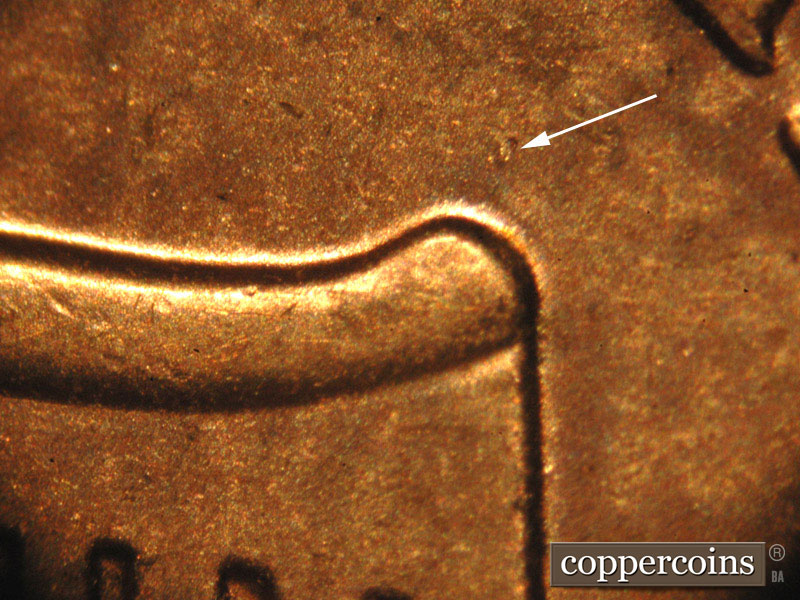Die-stage B marker on 2014P•1DO•006 (2014 Doubled Die Obverse).