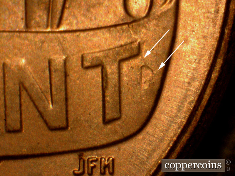 Die-stage B marker on 2014P•1DO•006 (2014 Doubled Die Obverse).