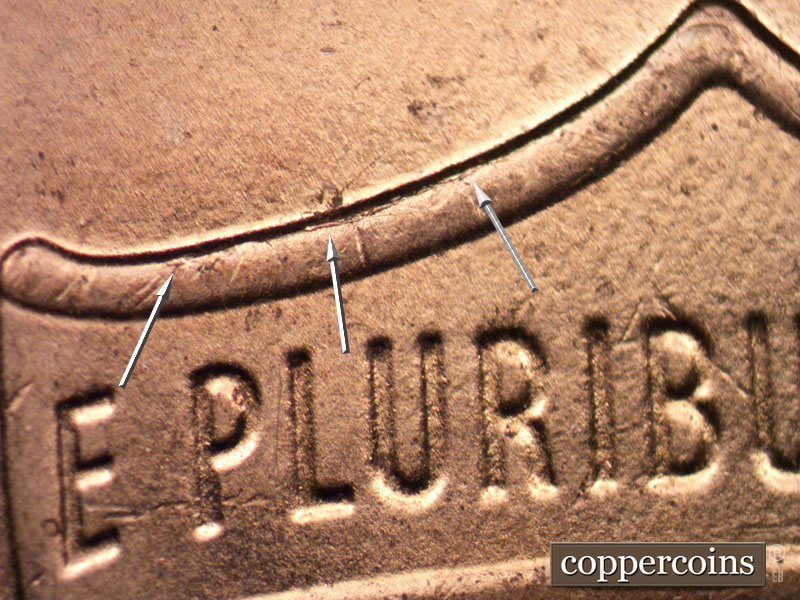 Die-stage C marker on 2015P•1DO•001 (2015 Doubled Die Obverse).