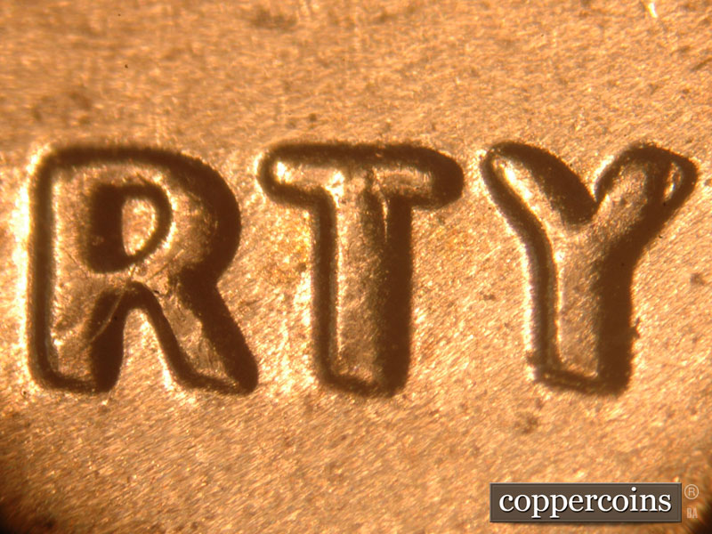 Die-stage C marker on 2016P•1DO•001 showing A very strong spread is seen on LIBERTY. Notice the right arm of the Y is thicker than the left.