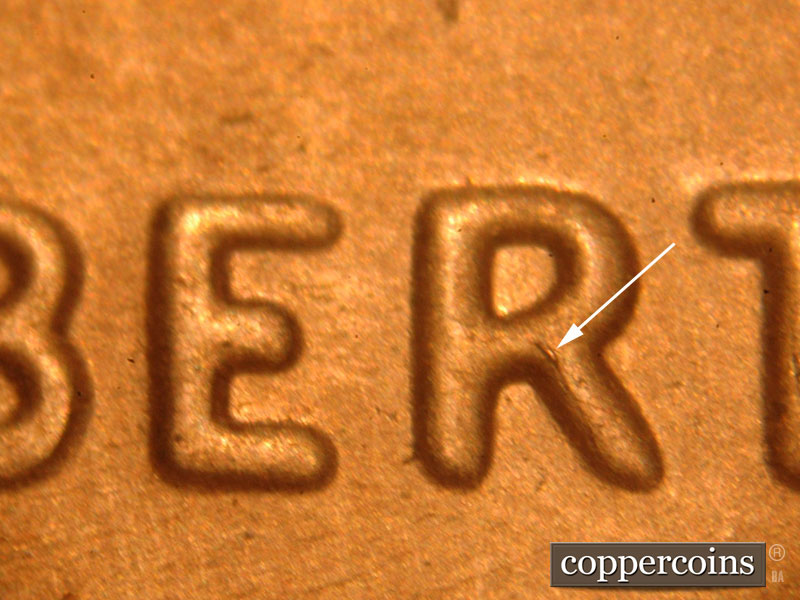 Die-stage B marker on 2016P•1DO•002 (2016 Doubled Die Obverse).
