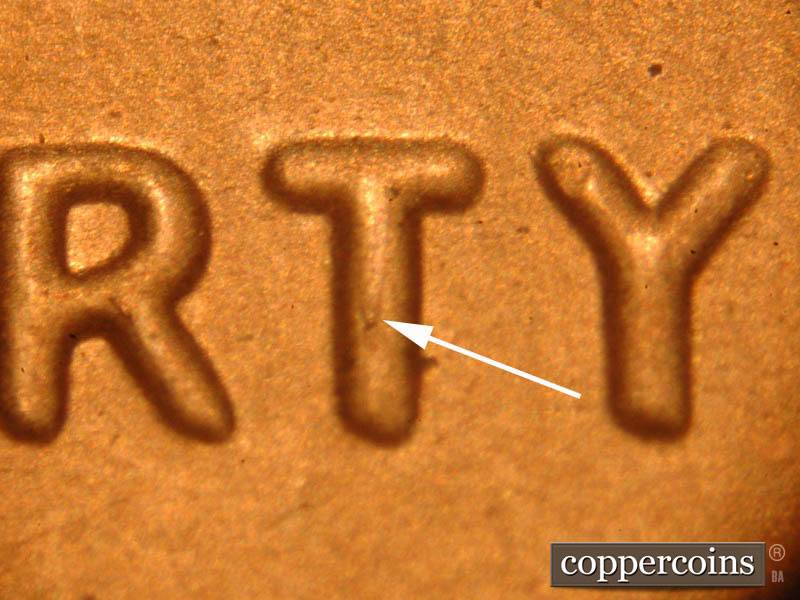 Die-stage B marker on 2016P•1DO•002 (2016 Doubled Die Obverse).