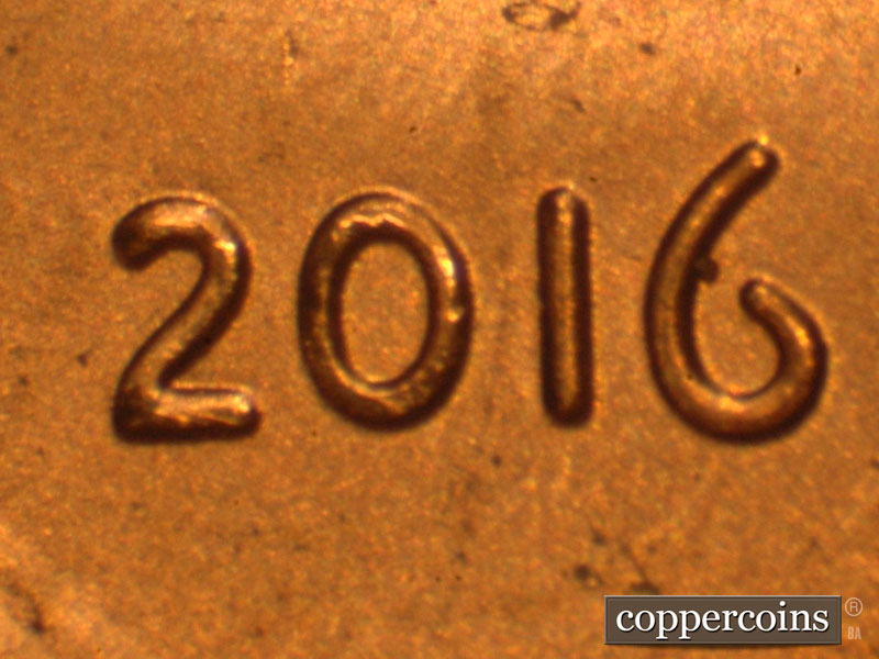 Die-stage B marker on 2016P•1DO•005 (2016 Doubled Die Obverse).