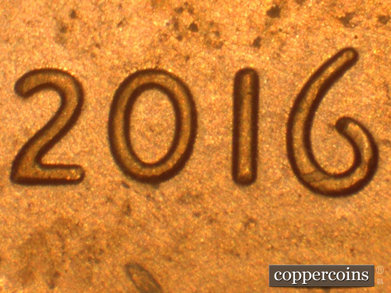 Die-stage B marker on 2016P•1DO•007 (2016 Doubled Die Obverse).