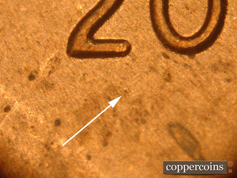 Die-stage B marker on 2016P•1DO•007 (2016 Doubled Die Obverse).