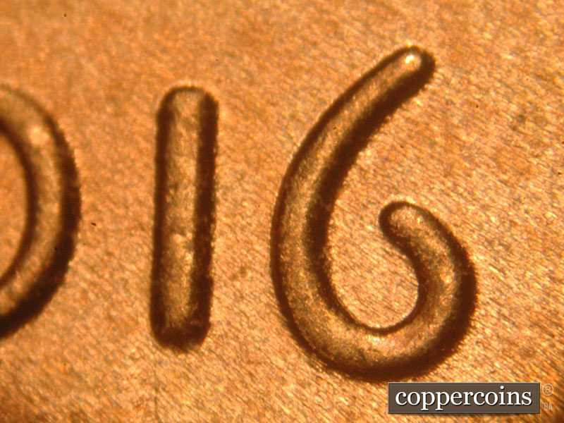 Die-stage B marker on 2016P•1DO•008 (2016 Doubled Die Obverse).