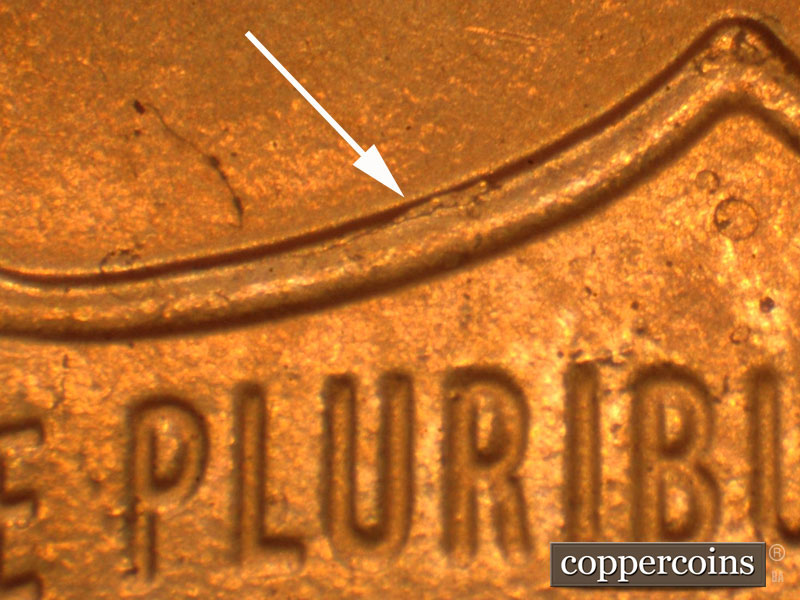 Die-stage B marker on 2016P•1DO•009 (2016 Doubled Die Obverse).