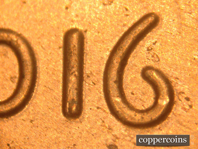 Die-stage B marker on 2016P•1DO•011 (2016 Doubled Die Obverse).