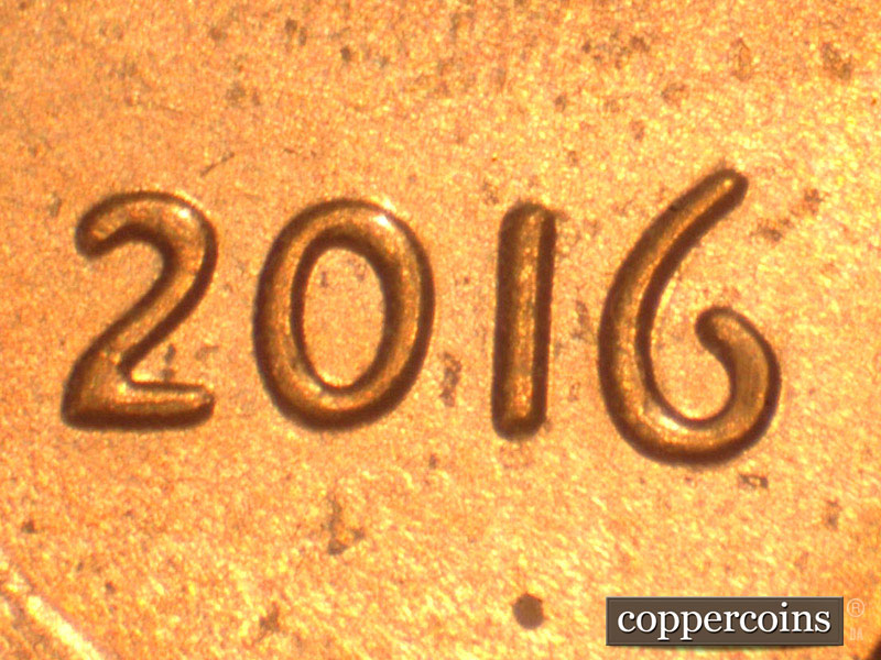 Die-stage B marker on 2016P•1DO•013 (2016 Doubled Die Obverse).