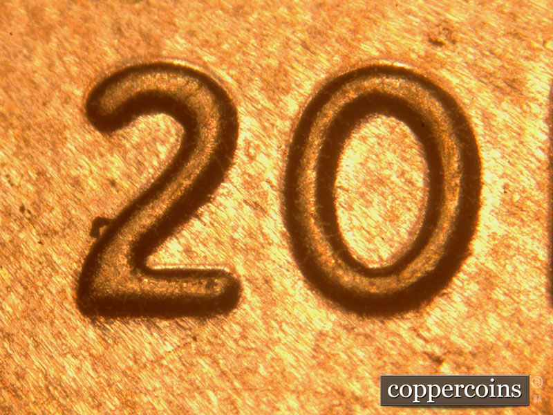 2016 Lincoln cent obverse, CopperCoins die 2016P•1DO•014 — A noticable spread on the 2 in the date.