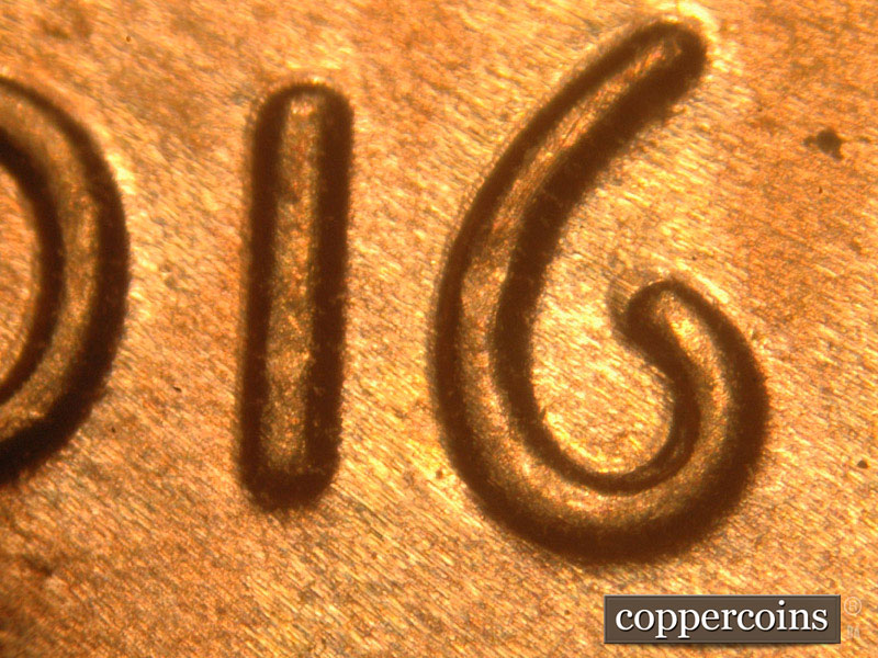 Die-stage B marker on 2016P•1DO•014 (2016 Doubled Die Obverse).