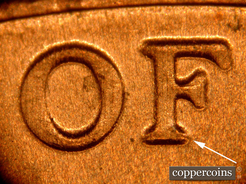 Die-stage C marker on 2018D•1DR•001 showing Separation on the lower serif of the F.