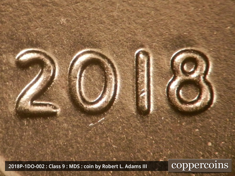 2018 Lincoln cent obverse, CopperCoins die 2018P•1DO•002.