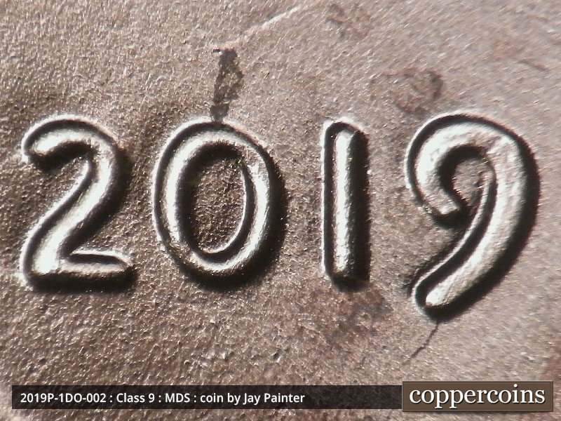 2019 Lincoln cent obverse, CopperCoins die 2019P•1DO•002.