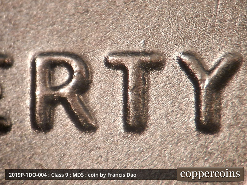 2019 Lincoln cent obverse, CopperCoins die 2019P•1DO•004.