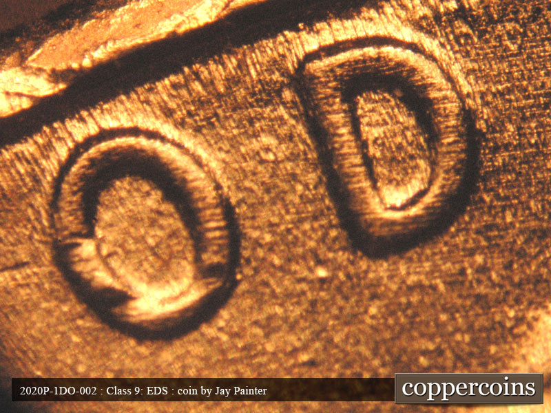 Die-stage C marker on 2020P•1DO•002 showing Die dot between OD in GOD.