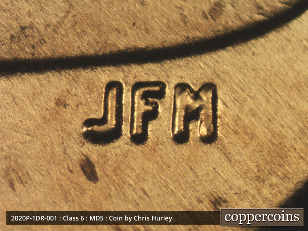 Die-stage B marker on 2020P•1DR•001 showing JFM shows little to no doubling at all.