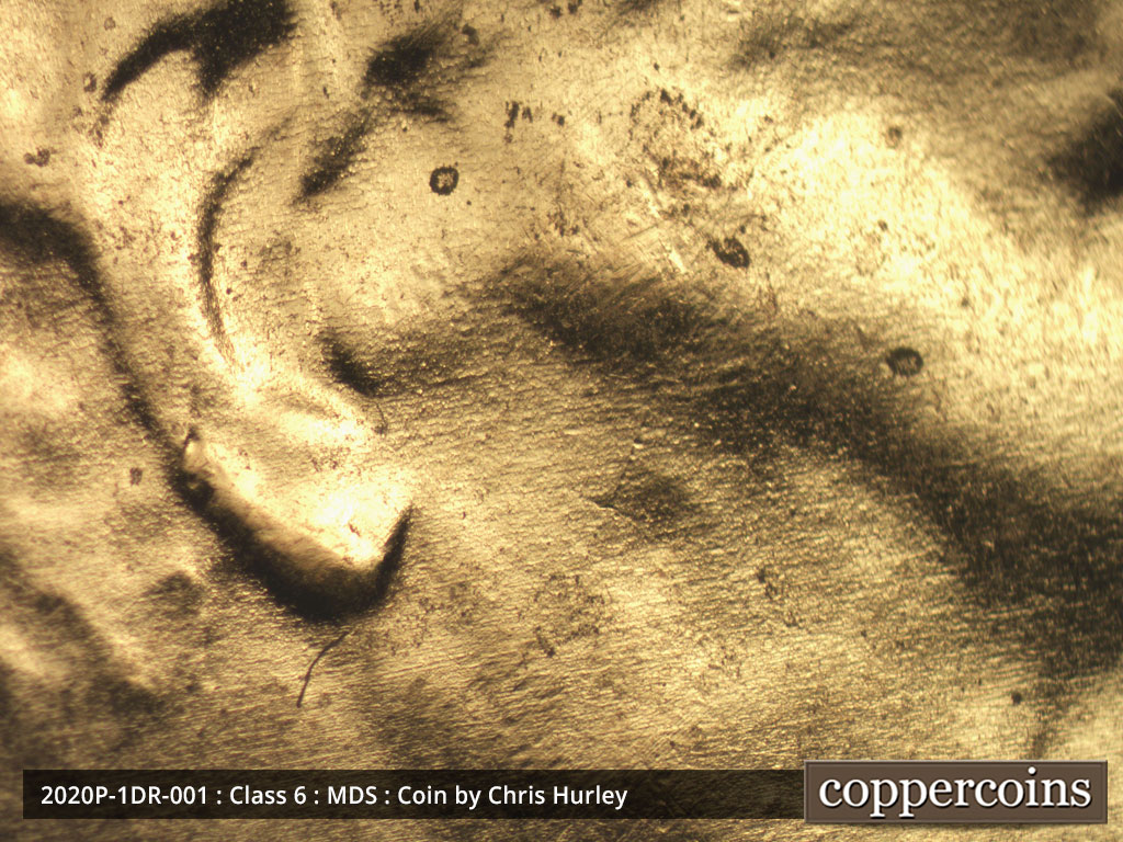 Die-stage B marker on 2020P•1DR•001 showing Die scratches on jaw.