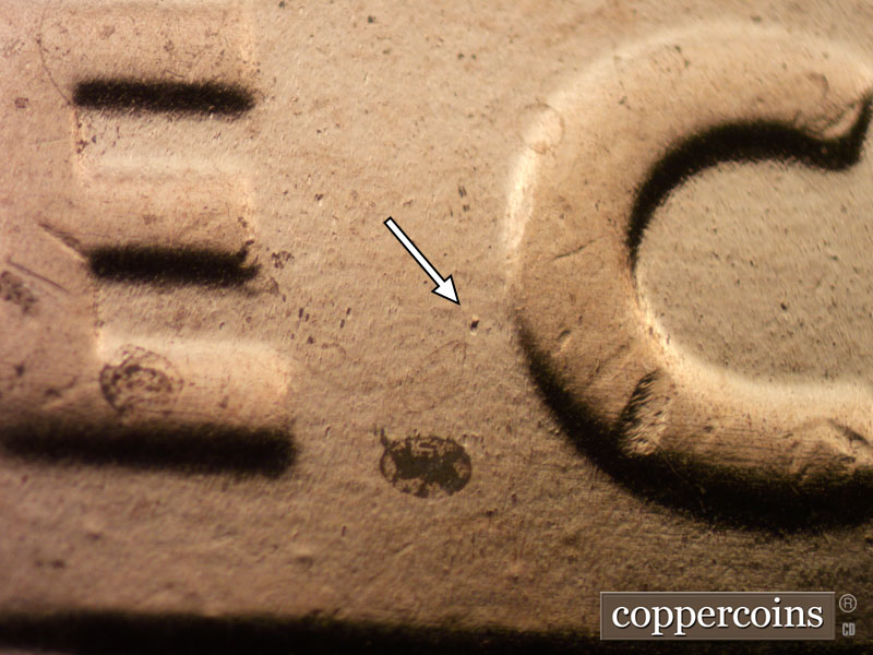 Die-stage B marker on 2023D•1DR•001 showing Die dot left of C in CENT.